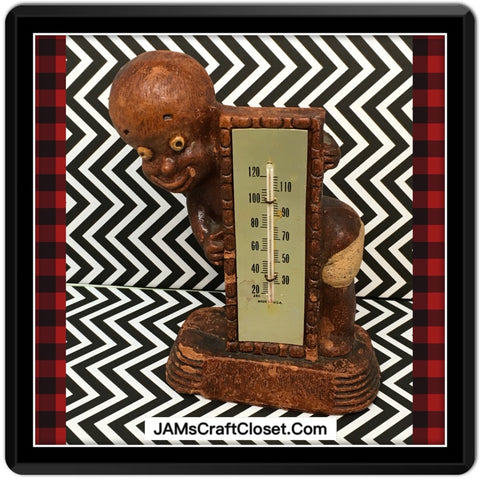 Black Americana Diaper Dan 1949 Figural Thermometer Shelf Sitter Home Decor - JAMsCraftCloset