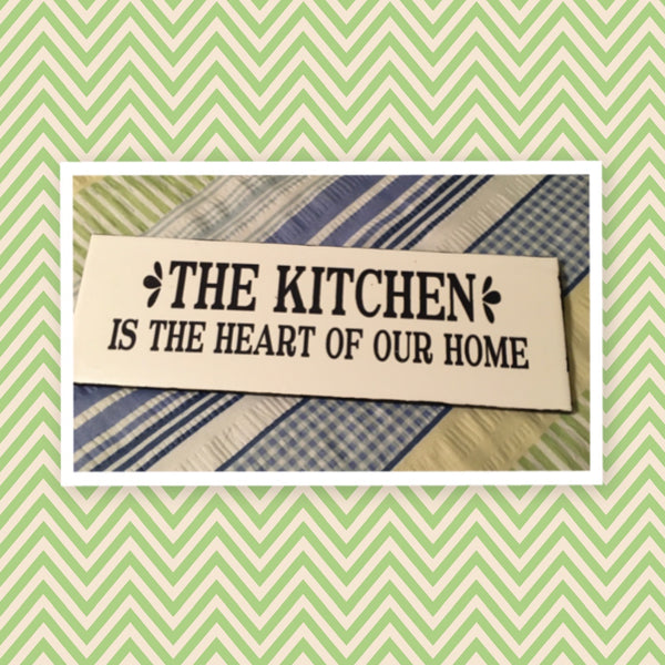 THE KITCHEN IS THE HEART OF OUR HOME Tile Sign Funny KITCHEN Decor Wall Art Home Decor Gift Idea Handmade Sign Country Farmhouse Wall Art Gift Campers RV-Home and Living Wall Hanging - JAMsCraftCloset