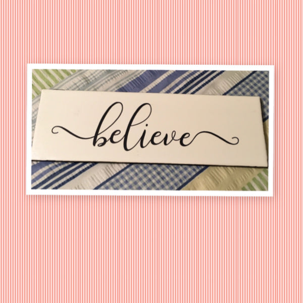 BELIEVE Ceramic Tile Decal Sign Wall Art Wedding Gift Idea Home Country Decor Affirmation Wedding Decor Positive Saying - JAMsCraftCloset