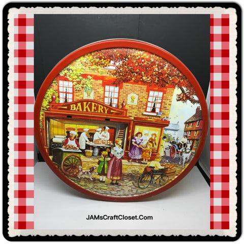 Tin Round BAKER SHOP Jacobsen's Bakery Denmark c. 2010 Storage Kitchen Decor Designed By Silver Crane, London JAMsCraftCloset