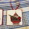 Ornaments Santa Face and Reindeer Ceramic Tile 3 by 3 Inches Set of 3 Vintage Folk Art Christmas Tree Decor Gift Idea Stocking Stuffers - JAMsCraftCloset
