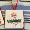 MERRY CHRISTMAS Green Spray Ceramic Tile Ornament Christmas Gift Tree Decor Stocking Stuffer Christmas Holiday Home Decor Gift Idea Handmade Country Farmhouse Campers RV - JAMsCraftCloset