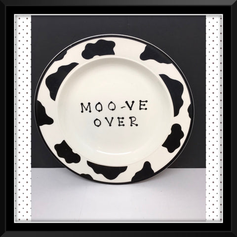 Plate Hand Painted Upcycled Repurposed Positive Saying MOO-VE OVER Cow Collector Gift Home Decor Wall Art JAMsCraftCloset
