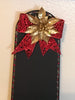 Chalkboard Christmas RED Glitter Bow GOLD Poinsettia Upcycled Fan Blade Wall Art Holiday Decor Gift - JAMsCraftCloset