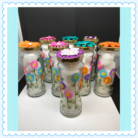 Jar Hand Pointed HAPPY DOT Flowers Cotton Ball or LED Light Holder Table Decor Bathroom Decor {{ JAMsCraftCloset }}