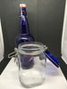Bottle Vase Blue Glass Wire and Plug Closure Markings on Bottom Kitchen Decor Gift - JAMsCraftCloset