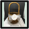 Basket Flower Girl Wedding Vintage Handmade Natural Round Wicker White Floral Accent - JAMsCraftCloset