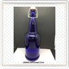 Bottle Vase Blue Glass Wire and Plug Closure Markings on Bottom Kitchen Decor Gift - JAMsCraftCloset