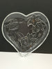 Candy Dish Heart Shaped Vintage Embossed Trinket Plate Dish Hummingbird and Flowers - JAMsCraftCloset