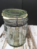 Canister Flip Top Green Glass Jar Vintage 6 In Tall Storage White Rubber Seal - JAMsCraftCloset