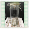 Canister Flip Top Green Glass Jar Vintage 10 In Tall Storage White Rubber Seal - JAMsCraftCloset