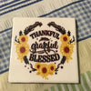 THANKFUL GRATEFUL BLESSED Wall Art Ceramic Tile Sign Gift Home Decor Positive Quote Affirmation Handmade Sign Country Farmhouse Gift Campers RV Gift Home and Living Wall Hanging - JAMsCraftCloset