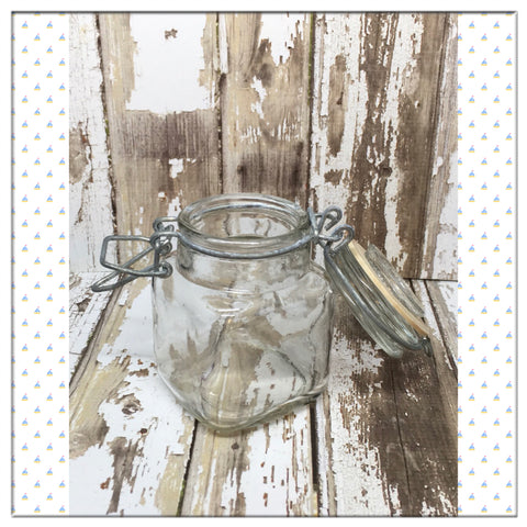 Flip Top Glass Jar TINY Vintage 3 Inches Tall Wire Holder With Rubber Seal Gift Kitchen Decor Great Gift Idea Collectible