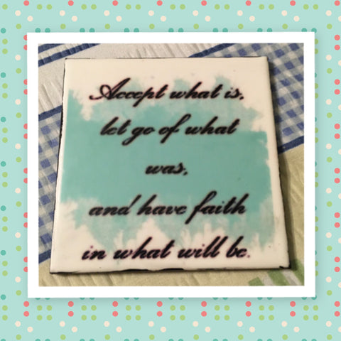 ACCEPT WHAT IS Wall Art Ceramic Tile Sign Gift Home Decor Positive Quote Affirmation Handmade Sign Country Farmhouse Gift Campers RV Gift Home and Living Wall Hanging - JAMsCraftCloset