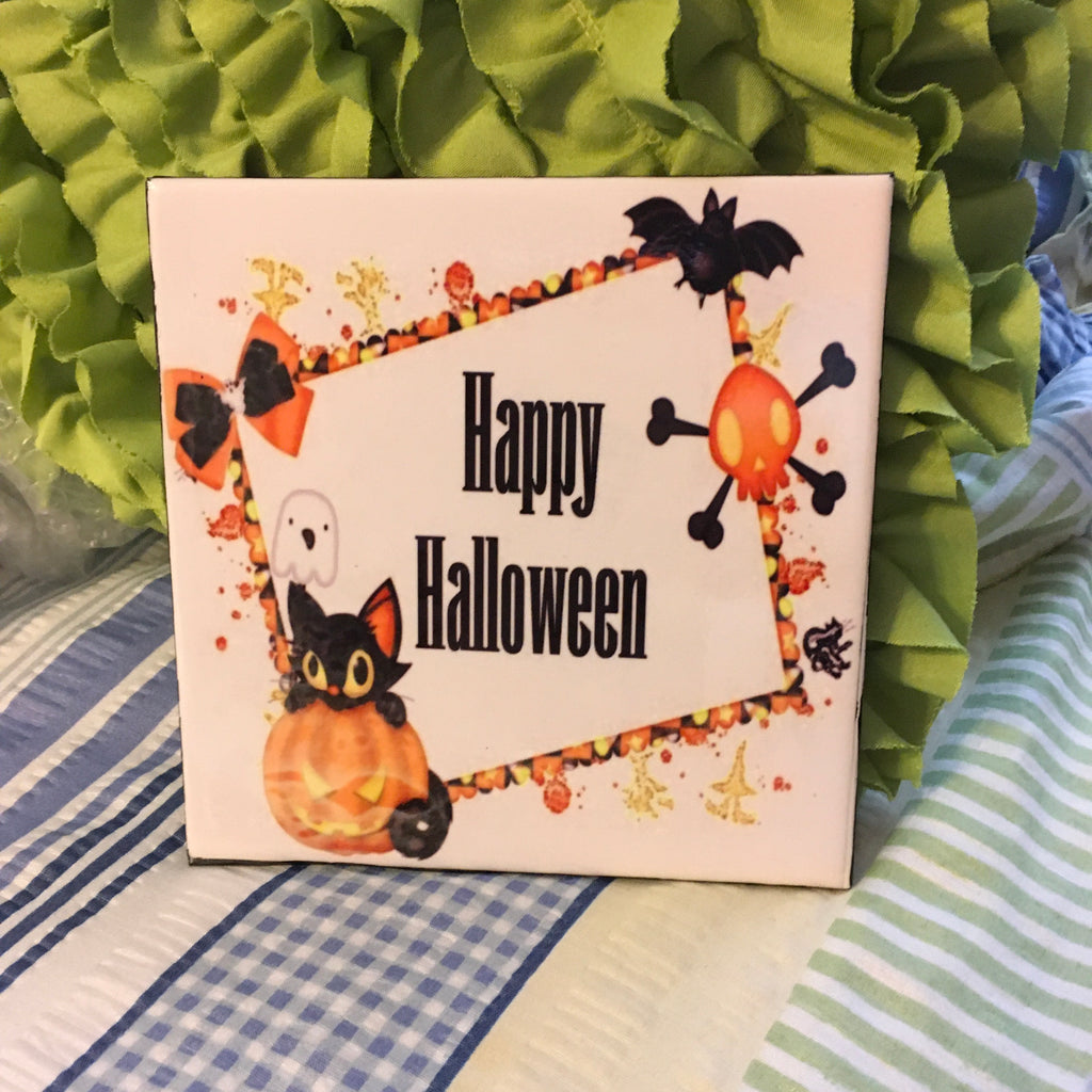HAPPY HALLOWEEN Wall Art Ceramic Tile Sign Gift Home Decor Halloween D JAMsCraftCloset