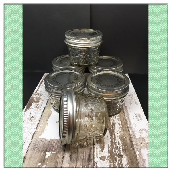 Canning Ball Glass Jar Vintage 4 Ounce 2 Inches Tall 2 1/2 Inches in Diameter Gift SET OF 6 - JAMsCraftCloset