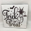TRICK OR TREAT BATS COBWEB Wall Art Ceramic Tile Sign Gift Home Decor Halloween Decor Gift Idea Handmade Sign Country Farmhouse Gift Campers RV Gift Home and Living Wall Hanging - JAMsCraftCloset