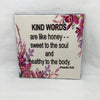 KIND WORDS LIKE HONEY Wall Art Ceramic Tile Sign Gift Idea Home Decor Positive Saying {{ JAMsCraftCloset }}