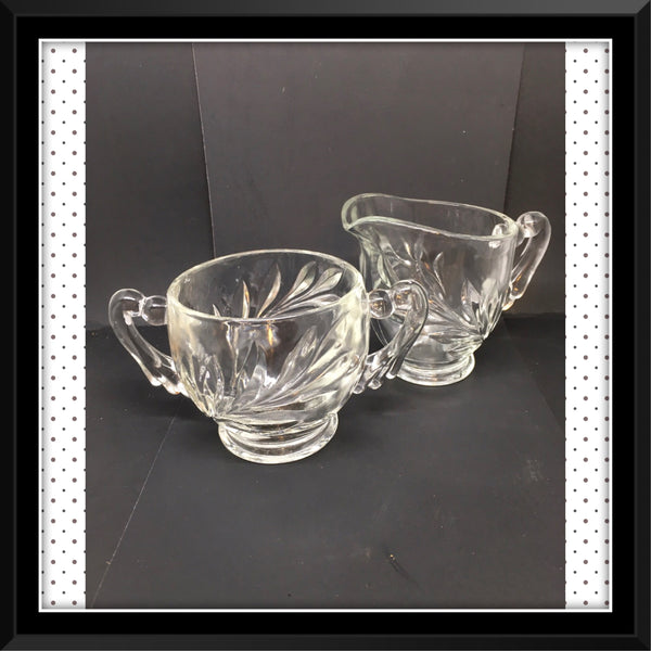 Vintage Willow Indiana Glass Sugar Bowl and Creamer Set 1930s Kitchen Decor Dining Room Decor JAMsCraftCloset