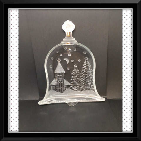 Candy Dish Bell Shaped Vintage Embossed Trinket Plate Dish Church Christmas Trees - JAMsCraftCloset