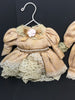 Ornament Victorian Boy Girl Beige Tan on Hanger Handmade Vintage Set of 2 JAMsCraftCloset