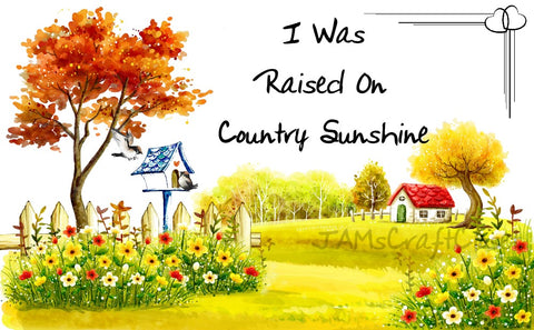 I WAS RAISED ON COUNTRY SUNSHINE - DIGITAL GRAPHICS  This file contains 6 graphics...  My digital SVG, PNG and JPEG Graphic downloads for the creative crafter are graphic files for those that use the Sublimation or Waterslide techniques - JAMsCraftCloset