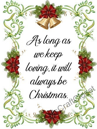 KEEP LOVING IT IS CHRISTMAS - DIGITAL GRAPHICS  This file contains 4 graphics...  My digital PNG and JPEG Graphic downloads for the creative crafter are graphic files for those that use the Sublimation or Waterslide techniques - JAMsCraftCloset