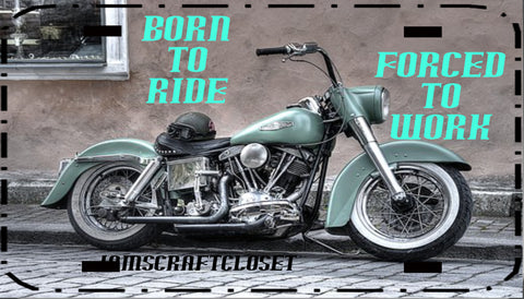 Motorcycle License Vanity Plate Custom Tag Front Clever Funny Unique BORN TO RIDE Sublimation on Metal - JAMsCraftCloset