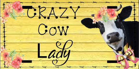 License Vanity Plate Front Plate Clever Funny Custom Plate Car Tag CRAZY COW LADY Sublimation on Metal Gift Idea - JAMsCraftCloset