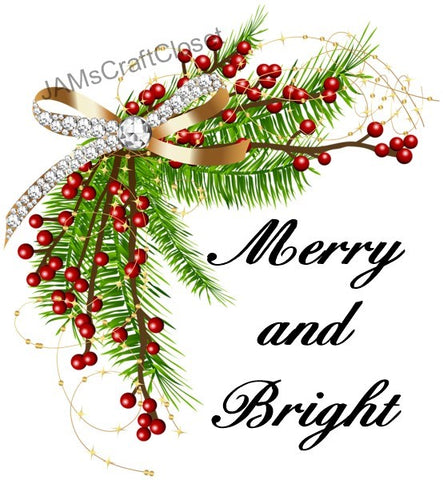 MERRY AND BRIGHT - DIGITAL GRAPHICS  This file contains 4 graphics..  My digital PNG and JPEG Graphic downloads for the creative crafter are graphic files for those that use the Sublimation or Waterslide techniques - JAMsCraftCloset