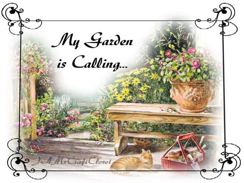 MY GARDEN IS CALLING - DIGITAL GRAPHICS  This file contains 6 graphics...  My digital SVG, PNG and JPEG Graphic downloads for the creative crafter are graphic files for those that use the Sublimation or Waterslide techniques - JAMsCraftCloset