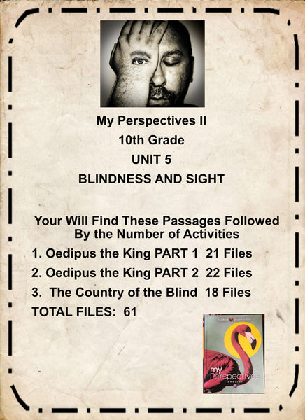 My Perspectives English II 10th Grade BUNDLE UNIT 5 BLINDNESS AND SIGHT 3 PASSAGES Teacher Resource Lesson Supplemental Activities - JAMsCraftCloset