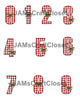 NUMBER SETS Digital Graphic Design Typography Clipart SVG-PNG Sublimation HOLLY BERRY RED CHECKERED Holiday Design Download Crafters Delight - JAMsCraftCloset