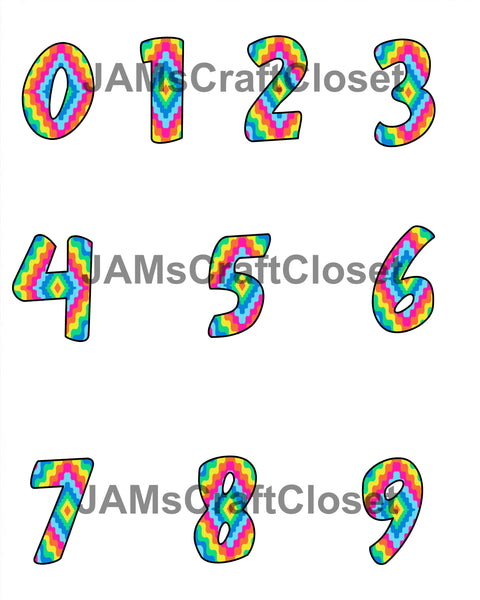 NUMBER SETS Digital Graphic Design Typography Clipart SVG-PNG Sublimat ...