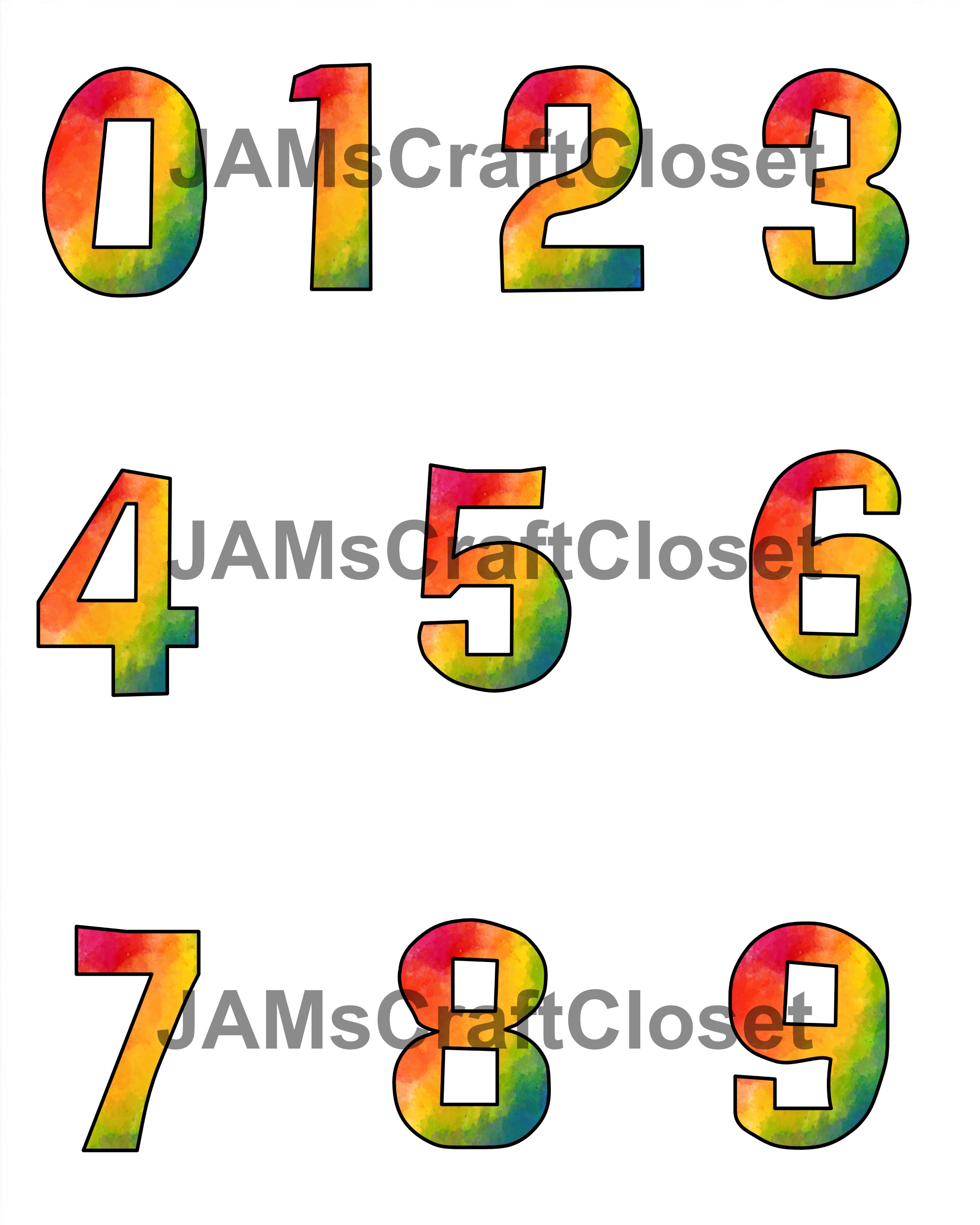 NUMBER SETS Digital Graphic Design Typography Clipart SVG-PNG Sublimat ...