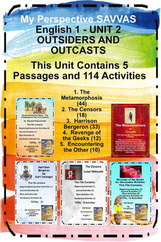 My Perspectives English 1 UNIT 2 OUTSIDERS AND OUTCASTS Teacher Supplemental Activities - JAMsCraftCloset