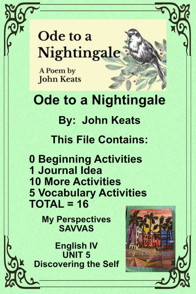 My Perspectives English IV UNIT 5 ODE TO A NIGHTINGALE Teacher Supplemental Resources - JAMsCraftCloset