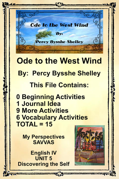 My Perspectives English IV UNIT 5 ODE TO THE WEST WIND Teacher Supplemental Resources - JAMsCraftCloset