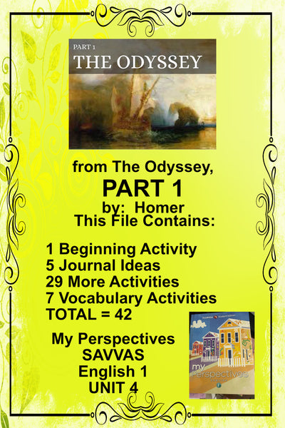 My Perspectives English I UNIT 4 from THE ODYSSEY PART 1 Teacher Supplemental Resources Student Activities - JAMsCraftCloset
