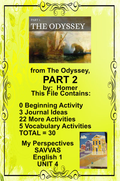 My Perspectives English I UNIT 4 from THE ODYSSEY PART 2 Teacher Supplemental Resources Student Activities - JAMsCraftCloset
