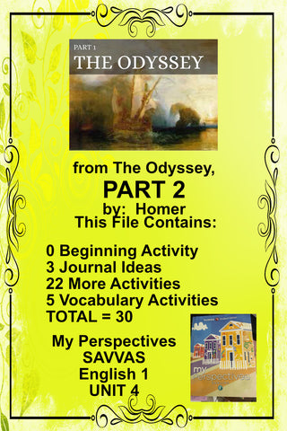 My Perspectives English I UNIT 4 from THE ODYSSEY PART 2 Teacher Supplemental Resources Student Activities - JAMsCraftCloset