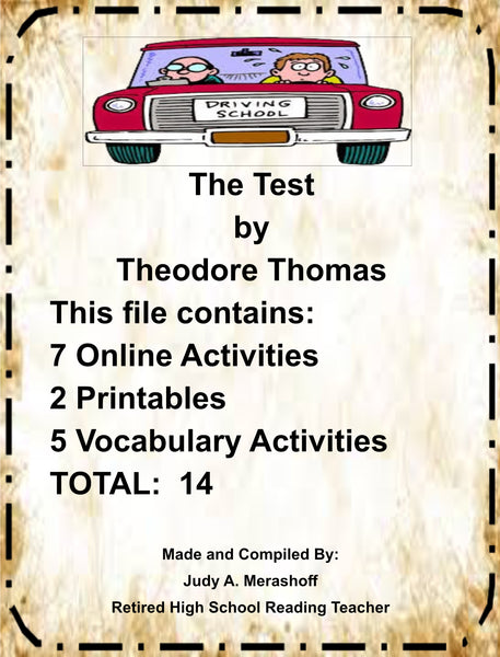 THE TEST By Theodore Thomas Digital Lesson Teacher Resource With Supplemental Activities HAPPY TEACHING - Digital Download - JAMsCraftCloset