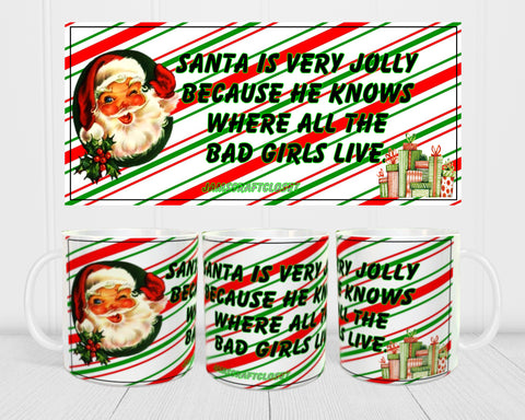 MUG Coffee Full Wrap Sublimation Digital Graphic Design Download SANTA IS VERY HAPPY SVG-PNG Crafters Delight - JAMsCraftCloset - Digital Graphic Design