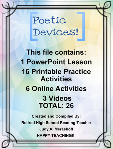 POETIC DEVICES PowerPoint Digital Lesson Teacher Resource With Supplemental Activities HAPPY TEACHING - Digital Download - JAMsCraftCloset