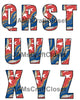 ALPHABET SET Digital Graphic Design Typography Clipart SVG-PNG Sublimation RED WHITE BLUE BLING Patriotic Design Download Crafters Delight - JAMsCraftCloset