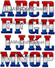 ALPHABET SET Digital Graphic Design Typography Clipart SVG-PNG Sublimation RED WHITE BLUE STRIPE Design Download Crafters Delight - JAMsCraftCloset