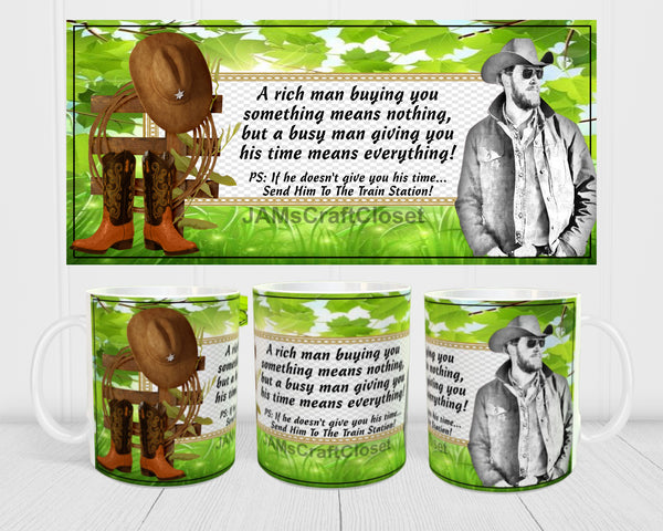MUG Coffee Full Wrap Sublimation Digital Graphic Design Download SEND HIM TO THE TRAIN STATION SVG-PNG Crafters Delight - JAMsCraftCloset