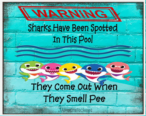 SHARKS SPOTTED IN THE POOL - DIGITAL GRAPHICS  My digital SVG, PNG and JPEG Graphic downloads for the creative crafter are graphic files for those that use the Sublimation or Waterslide techniques - JAMsCraftCloset