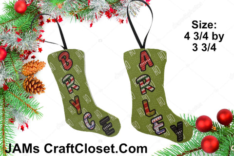Christmas Personalized Ornament Handmade Stocking Shaped Wooden Sublimation Large Holiday Tree Decoration Crafters Delight