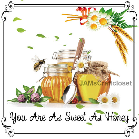 SWEET AS HONEY 2 - DIGITAL GRAPHICS  This file contains 6 graphics...  My digital SVG, PNG and JPEG Graphic downloads for the creative crafter are graphic files for those that use the Sublimation or Waterslide techniques - JAMsCraftCloset